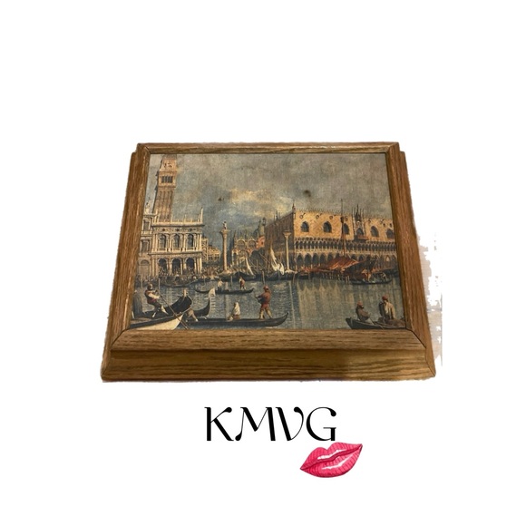 Vintage Framed Jenson Speaker Frame Art Wall Decor 17.5” x 14” Venice Scene MCM - Picture 1 of 9